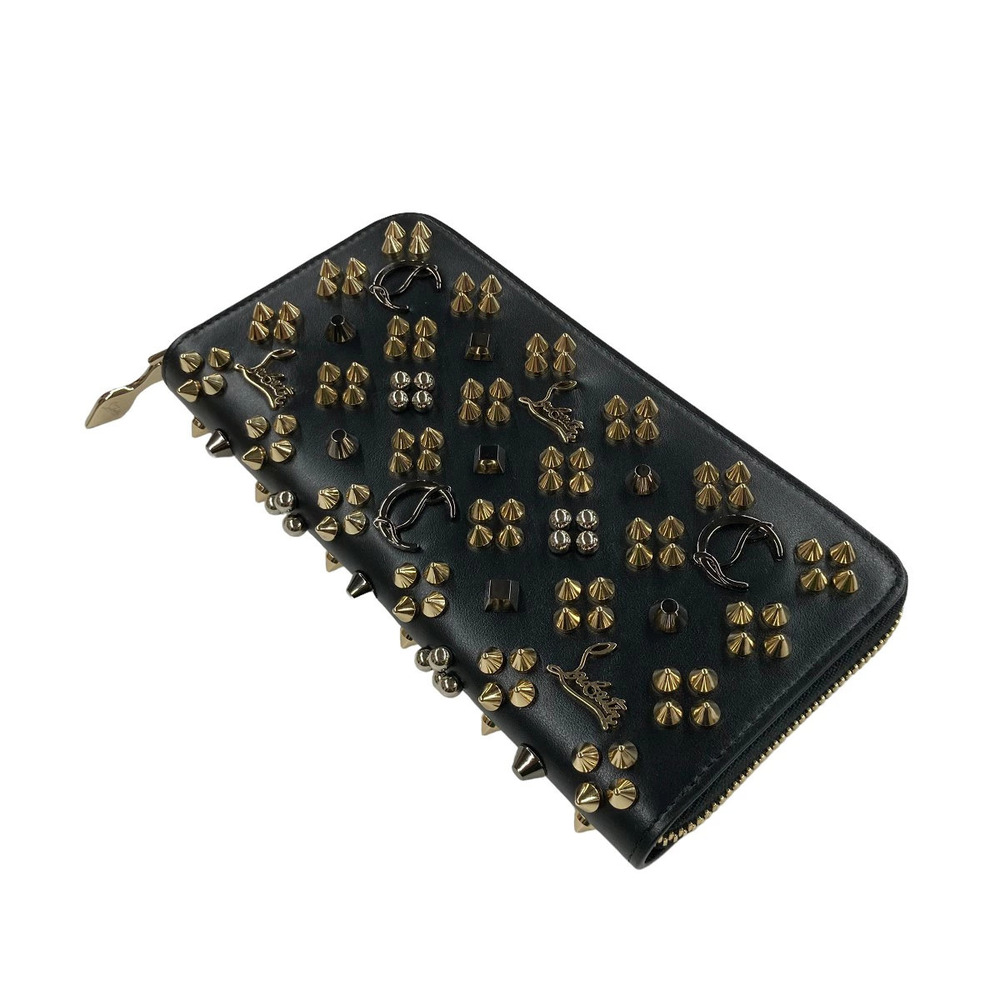 Christian Louboutin Panettone Studded Round Zipper Long Wallet Black